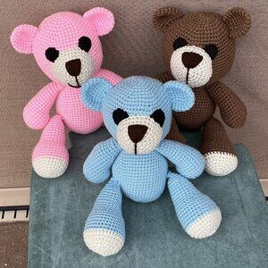 Handcrafted Pink, Brown or blue Teddy Bear Toy